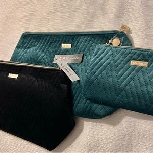 La Vie en Rose Velvet Cosmetic Bags green black